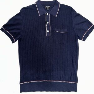 Navy Blue Men's Cotton Silk Polo